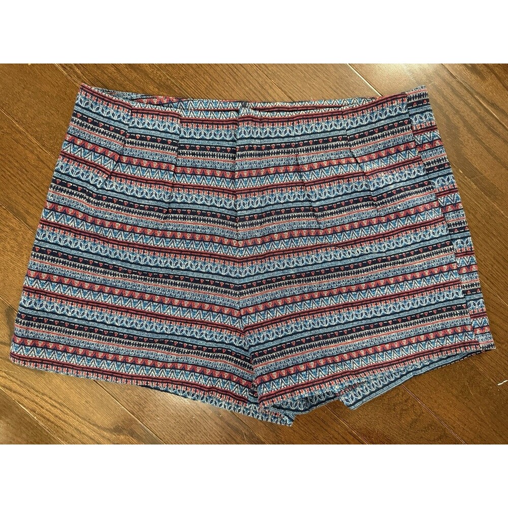 Mitto Shop High Rise Tribal Print Shorts Women’s Size L Blue Red Boho